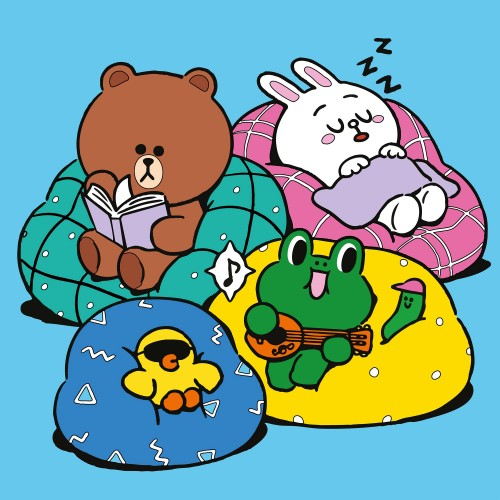 Картина за номерами SANTI Лайн Френдс Браун Саллі Коні та Леонард на відпочинку 25х25см - фото 1