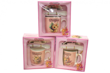 Чашка керамічна Дракончик дівчинка 350 мл з тарілкою та ложкою НК-1981