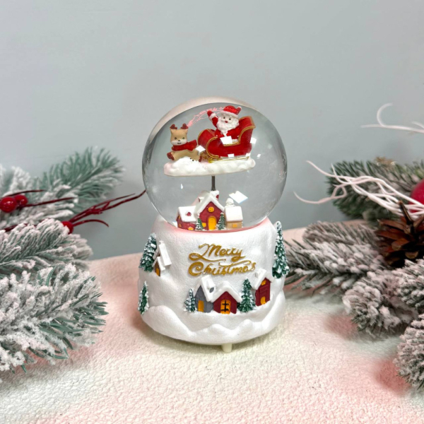 Новорічна куля світильник музичний 18х10см з живленням на батарейках - фото 3