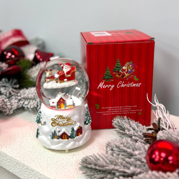 Новорічна куля світильник музичний 18х10см з живленням на батарейках - фото 2