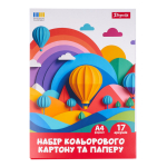 Набір кольорового картону та паперу 1Вересня Classic 17 аркушів А4 папка 954902