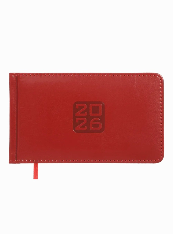 Щотижневик датований 2026 Buromax Bravo зі штучної шкіри 153x87 мм 128 сторінок червоний - фото 1