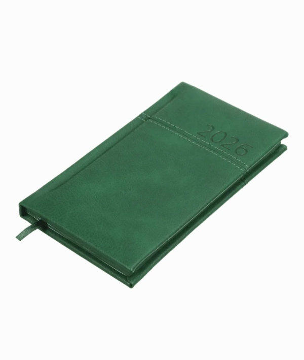 Щотижневик датований 2026 Buromax Orion зі штучної шкіри 85x153 мм 128 сторінок зелений - фото 3