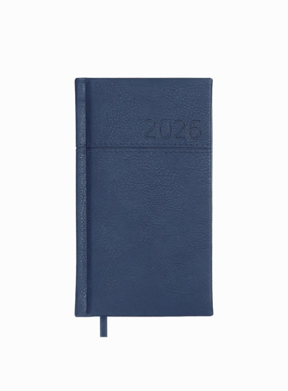 Щотижневик датований 2026 Buromax Orion зі штучної шкіри 85x153 мм 128 сторінок синій - фото 1