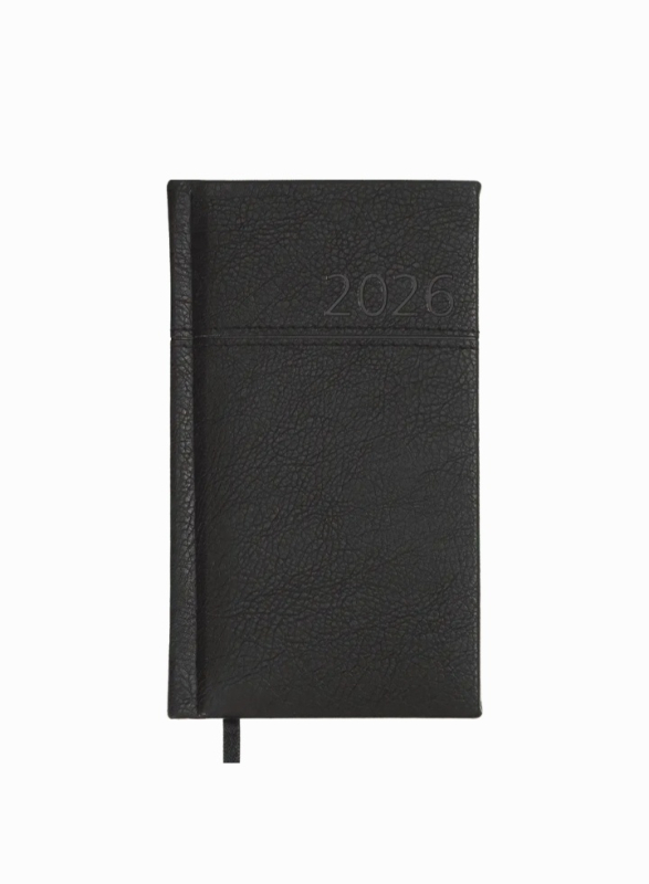 Щотижневик датований 2026 Buromax Orion зі штучної шкіри 85x153 мм 128 сторінок чорний - фото 1