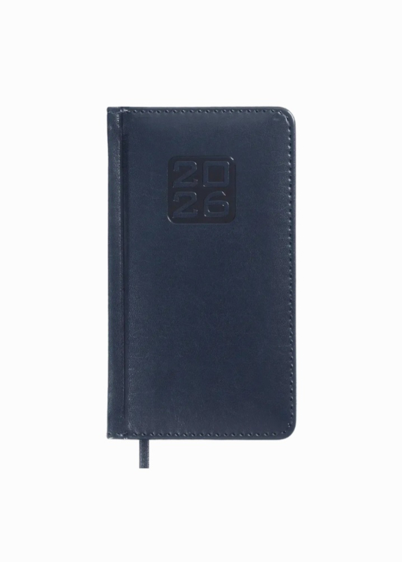 Щотижневик датований 2026 Buromax Bravo зі штучної шкіри 85x153 мм 128 сторінок синій - фото 1