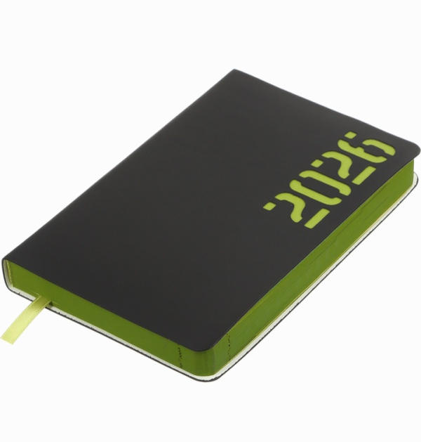 Щоденник датований 2026 Buromax Neon зі штучної шкіри А6 336 сторінок чорний з жовтим - фото 3