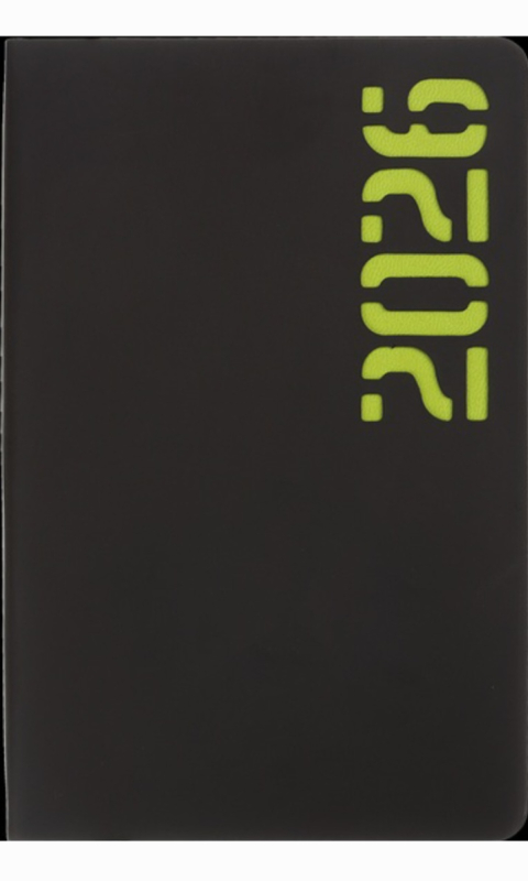 Щоденник датований 2026 Buromax Neon зі штучної шкіри А6 336 сторінок чорний з жовтим - фото 1