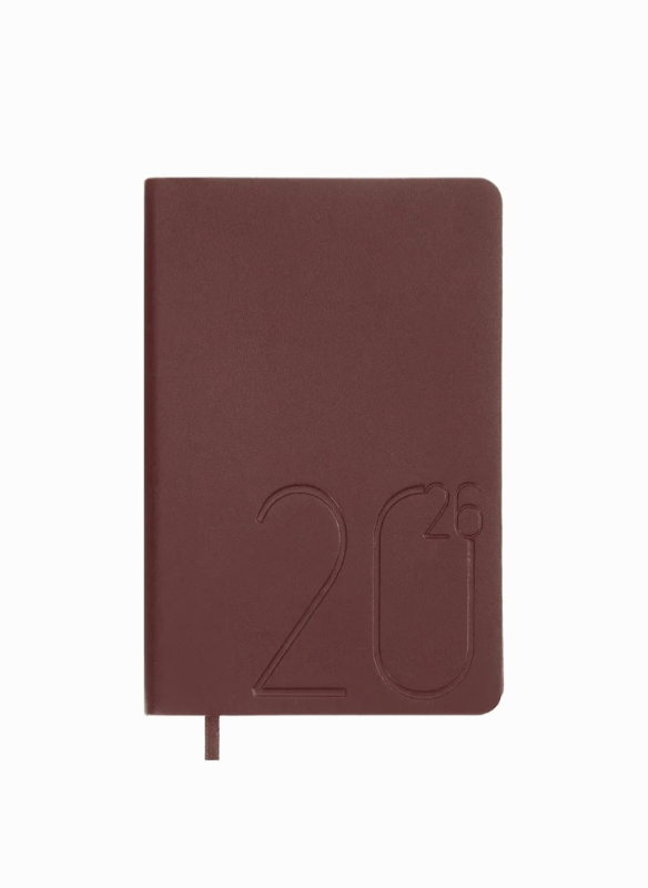 Щоденник датований 2026 Buromax Dark Morandi зі штучної шкіри А6 336 сторінок темно-червоний - фото 1