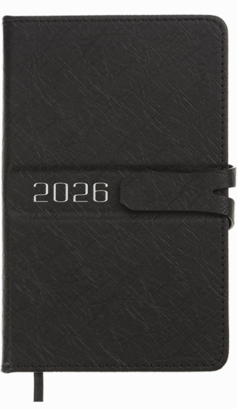 Щоденник датований 2026 Buromax Belle зі штучної шкіри А6 336 сторінок чорний - фото 1