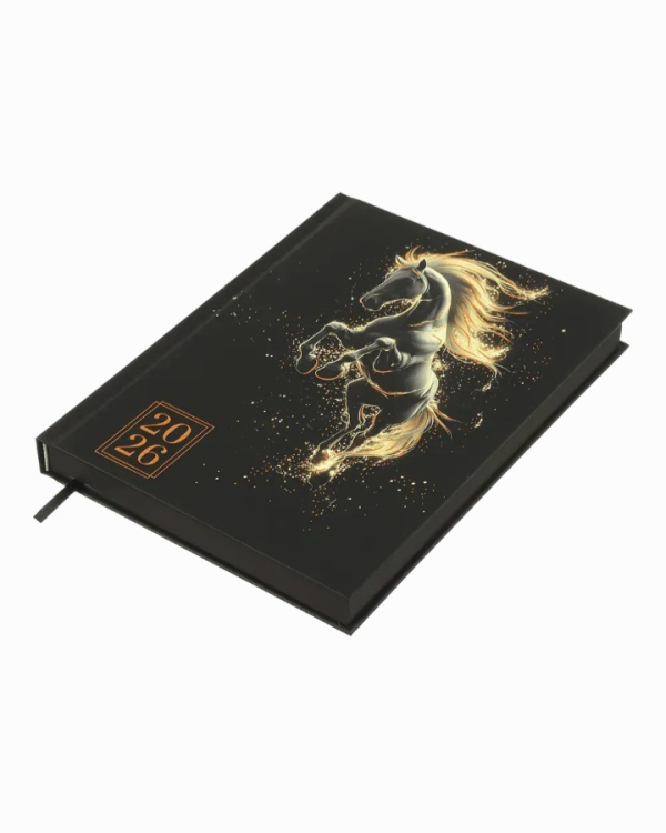 Щоденник датований 2026 Buromax Horse А5 336 Чорний - фото 2