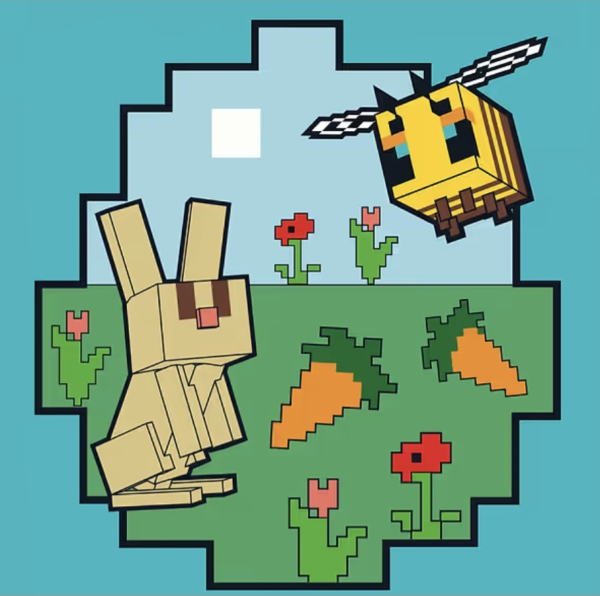 Картина за номерами SANTI Майнкрафт Кролик і бджілка 25х25 см - фото 1