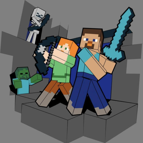 Картина за номерами SANTI Minecraft Стів та Алекс проти монстрів, 25х25 см - фото 1