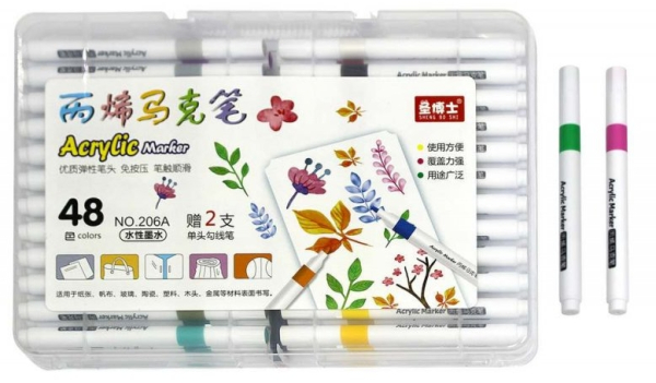 Набір акрилових маркерів 48 шт у пластиковому футлярі - фото 1