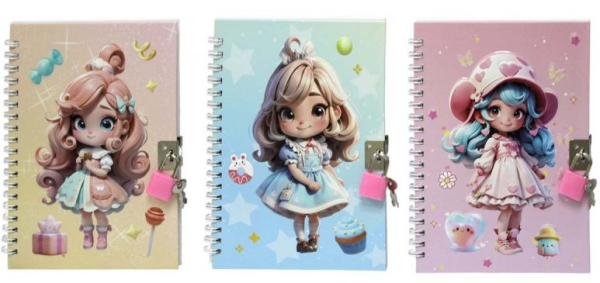 Блокнот «Дівчинка» 13×18 см на спіралі з 3D-обкладинкою та замком, 80 аркушів - фото 1