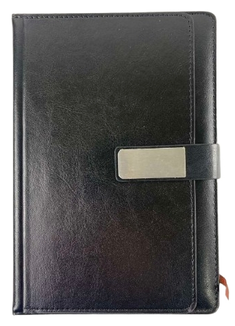 Блокнот A5, 120 арк., шкірзам, магніт, кишеня (чорний) - фото 1