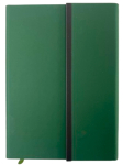 Блокнот A5, 120 арк., шкірзам, магніт, металева планка, кольоровий торець (зелений)