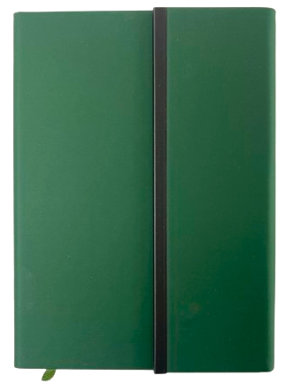 Блокнот A5, 120 арк., шкірзам, магніт, металева планка, кольоровий торець (зелений) - фото 1