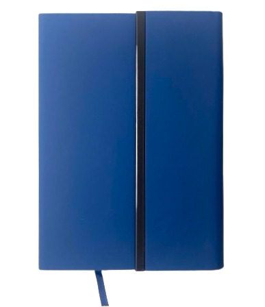 Блокнот A5, 120 арк., шкірзам, магніт, металева планка, кольоровий торець (синій) - фото 1