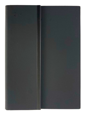 Блокнот A5, 120 арк., шкірзам, магніт, металева планка, кольоровий торець (чорний) - фото 1