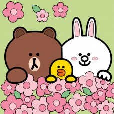 Картина за номерами SANTI Лайн Френдс Браун Саллі та Коні у квітах 25х25см - фото 1