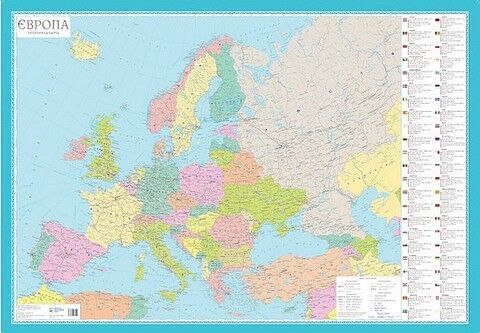 Європа.  Політична карта  М1: 7млн./папір/ф/ УКГ  - фото 1