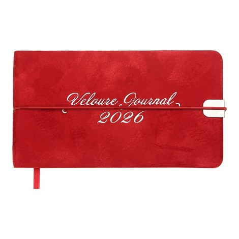 Щотижневик датов. 2026 кишеньк. VELOUR, 153*87 червоний - фото 1